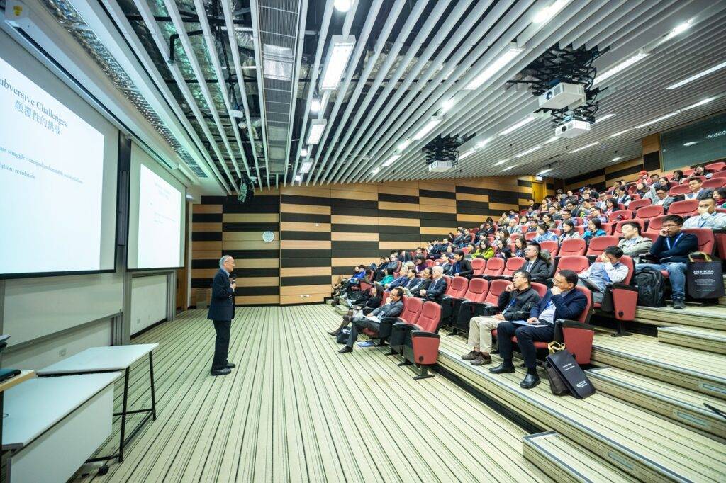 Lecture hall full of people