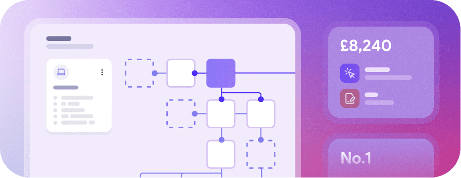 Statistics showing money, clicks and a graph